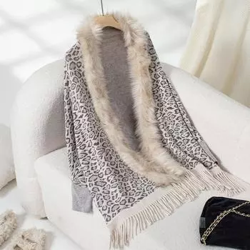 Женская мода свитер кардиган Lady Popp геометрический Sue шаль One Size бежевый