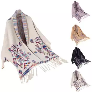 Женская мода свитер кардиган Lady Popp геометрический Sue шаль One Size бежевый