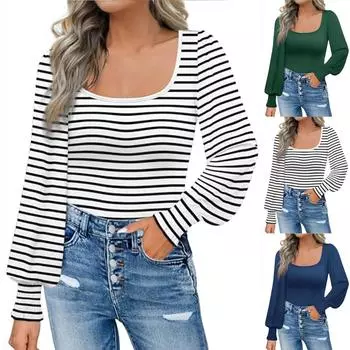 Женская мода свитшот с круглым вырезом, топы с длинным рукавом, плиссированные рубашки, повседневная осенняя свободная посадка S чёрный