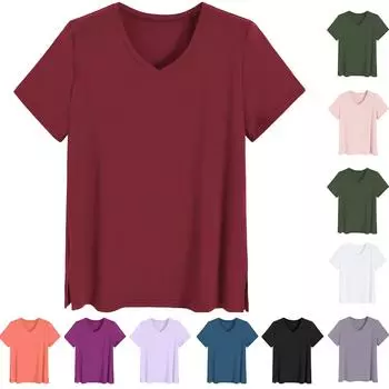 Женская мода свободная футболка для сна с V-образным вырезом пижамный топ XL