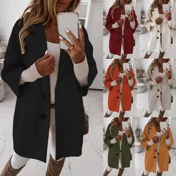 Женская мода, свободная повседневная осенне-зимняя твидовая куртка с карманами и лацканами с семью точками и пуговицами XL