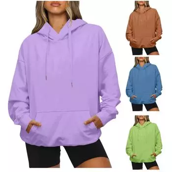 Женская мода, свободные повседневные повседневные свободные толстовки с круглым вырезом с длинными рукавами, повседневные топы с длинными рукавами, пуловеры, свитшоты XXL коричневый