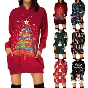 Женская мода свободный повседневный карман с длинным рукавом толстовка с принтом свитшот L чёрный