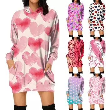 Женская мода свободный повседневный карман с длинным рукавом толстовка с принтом свитшот S