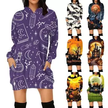 Женская мода свободный повседневный карман с длинным рукавом толстовка с принтом свитшот M золотой