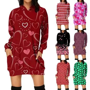 Женская мода свободный повседневный карман с длинным рукавом толстовка с принтом свитшот L зелёный