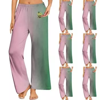 Женская мода Свободный повседневный St. Брюки с принтом ко Дню Святого Патрика M