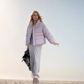 Женская мода Тонкий утолщенный короткий молния зимнее теплое хлопковое пальто пуховик M