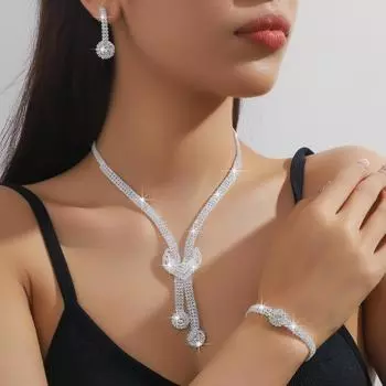 Женская мода тренд медная цепь коготь геометрия ожерелье серьги браслет комплект ювелирных изделий свадьба банкет вечеринка праздничный подарок