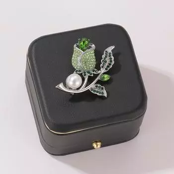 Женская мода тюльпан цветочная форма простой стиль женская брошь со стразами ювелирные изделия золотой