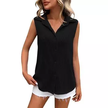 Женская мода удобная однотонная сексуальная свободная футболка с круглым вырезом жилет L чёрный