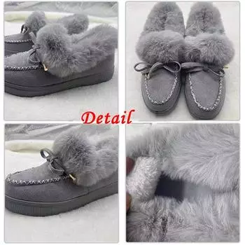 Женская мода, удобные лоферы на плоской подошве, мокасины, ботинки из мягкого искусственного меха, зимние теплые ботинки, повседневная легкая женская обувь, шлепанцы без шнуровки, уличные тапочки. 38 коричневый