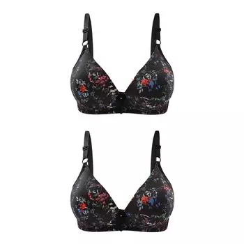 Женская мода, удобный бюстгальтер с бантом и принтом, нижнее белье без ободков, повседневные бюстгальтеры 36 чёрный