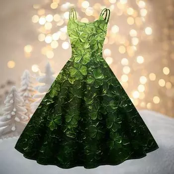 Женская мода ул.. Сексуальное коктейльное платье без бретелек с принтом ко Дню Святого Патрика в стиле панк, винтажное платье. L армия зеленый