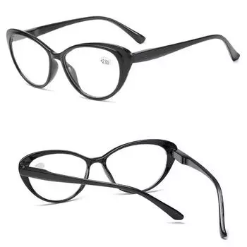 Женская мода унисекс пресбиопия +1.0+1.5+2.0+2.5+3.0+3.5+4.0 очки для чтения диоптрийные очки компьютер кошачий глаз мужчины дальнозоркость ручная работа +1.5 чёрный