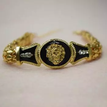 Женская мода ювелирные изделия картина маслом голова льва браслет из сплава бриллиантовый браслет серебряный