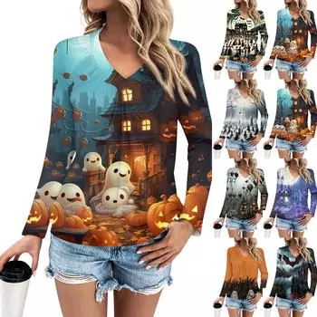 Женская мода V-образный вырез плиссированные полоски принт повседневный длинный рукав L циан