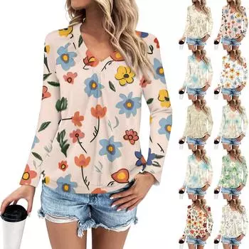 Женская мода V-образный вырез с открытыми плечами плиссированная повседневная с длинным рукавом M