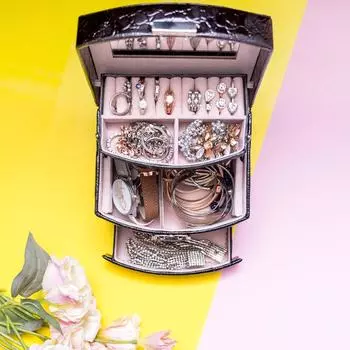 Женская мода Vantage кожаные шкатулки для драгоценностей и упаковочная кожаная коробка для хранения органайзера для макияжа красный