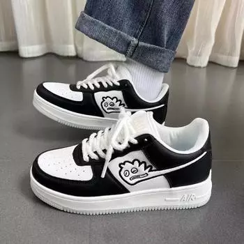 Женская мода Весна Скейт Кроссовки 2024 Лето Новые Универсальные Повседневные Низкие Кроссовки С Толстой Подошвой Противоскользящие Трендовые Кроссовки Мужские и Женские 35 чёрный
