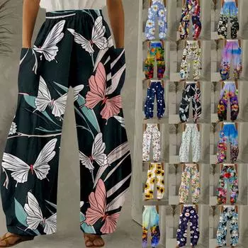 Женская мода в стиле ретро, литература и художественный принт, повседневные свободные брюки, свободные брюки больших размеров XXXL