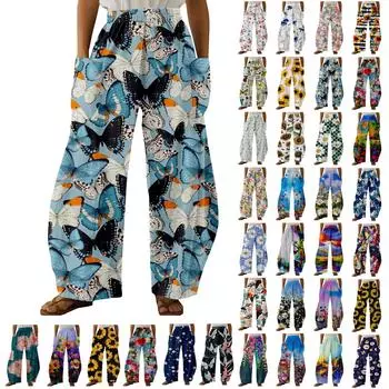 Женская мода в стиле ретро, литература и художественный принт, повседневные свободные брюки, свободные брюки больших размеров XXXXL бежевый