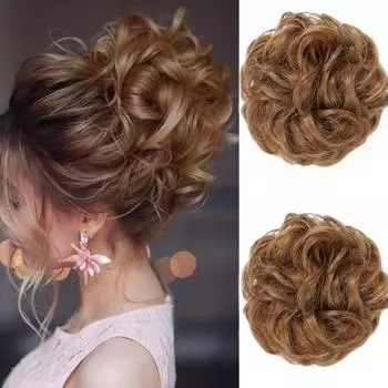 Женская мода вьющиеся волосы шиньон зажим для наращивания волос булочка для невесты синтетическое волокно волосы для свадебной вечеринки ежедневного использования
