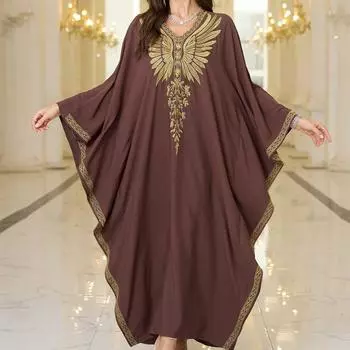 Женская мода весна осень цветочный узор принт с длинным рукавом V-образным вырезом свободная талия повседневные платья Size: One Size