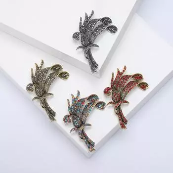 Женская мода, винтажные броши с радужным цветком для женщин, роскошная брошь из сплава золотого цвета с кристаллами, булавки чёрный