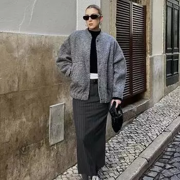 Женская мода винтажные карманы шерстяная куртка осень повседневная однотонная с длинным рукавом пальто застежка-кнопка свободная верхняя одежда S чёрный