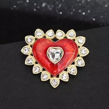 Женская мода, винтажные милые броши с кристаллами и сердечками для женщин, Роскошная брошь из эмалированного сплава золотого цвета, геометрическая брошь, булавки