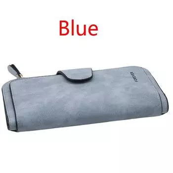 Женская мода винтажный матовый кошелек на молнии длинный клатч синий