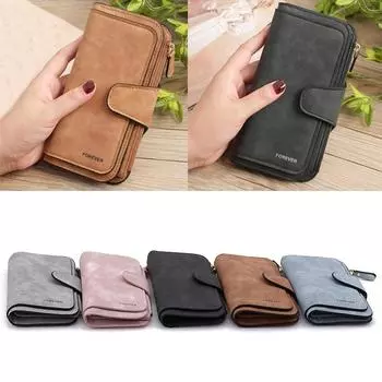 Женская мода винтажный матовый кошелек на молнии длинный клатч синий