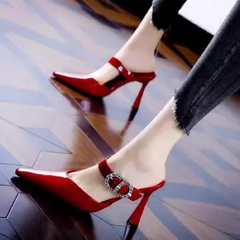 женская мода высокое качество лакированная кожа красные туфли-стилеты для сексуальной вечеринки леди повседневный комфорт весенняя обувь ab634 34