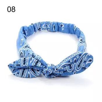 Женская мода Завязанный однотонный головной убор Кроличьи ушки Повязка для волос Бант Повязка на голову Тюрбан 08