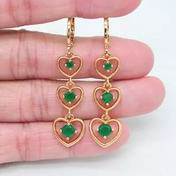 Женская мода зеленый кубический цирконий CZ сердце серьги ювелирные изделия зелёный
