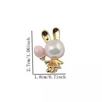 Женская мода жемчуг милый шар кролик броши для женщин Роскошный цвет желтого золота сплав животное кролик брошь булавки