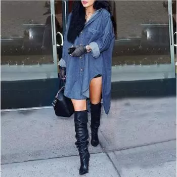 Женская мода, женская джинсовая рубашка с длинными рукавами, верхняя куртка