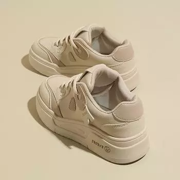 Женская мода Женская спортивная обувь на плоской подошве Осенние кроссовки на платформе Женская повседневная спортивная обувь Повседневная спортивная обувь Вулканизированная обувь 35 бежевый