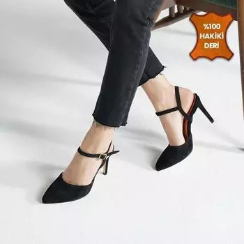 Женская мода Женские туфли Lucia из натуральной замши черного цвета на каблуке