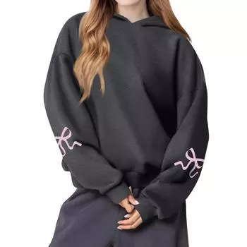 Женская мода, женский легкий пуловер с длинными рукавами и карманами, толстовка с капюшоном в стиле консервативного стиля XXL