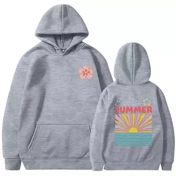 Женская мода, женский легкий пуловер с длинными рукавами и карманами, толстовка с капюшоном в стиле консервативного стиля XXL