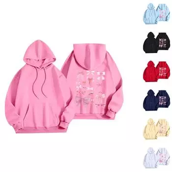 Женская мода, женский легкий пуловер с длинными рукавами и карманами, толстовка с капюшоном в стиле консервативного стиля M розовый