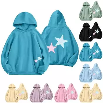 Женская мода, женский легкий пуловер с длинными рукавами и карманами, толстовка с капюшоном в стиле консервативного стиля XXXL циан