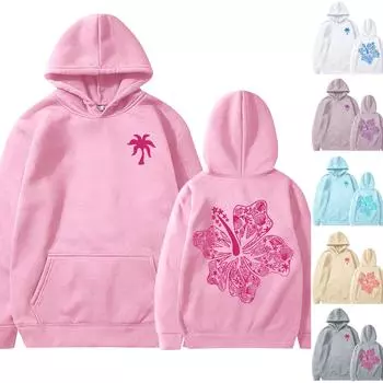 Женская мода, женский легкий пуловер с длинными рукавами и карманами, толстовка с капюшоном в стиле консервативного стиля L