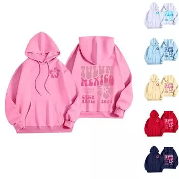 Женская мода, женский легкий пуловер с длинными рукавами и карманами, толстовка с капюшоном в стиле консервативного стиля XL красный