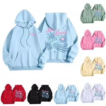 Женская мода, женский легкий пуловер с длинными рукавами и карманами, толстовка с капюшоном в стиле консервативного стиля L красный