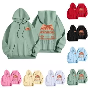 Женская мода, женский легкий пуловер с длинными рукавами и карманами, толстовка с капюшоном в стиле консервативного стиля XXXL чёрный