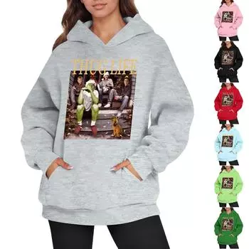 Женская мода, женский легкий пуловер с длинными рукавами и карманами, толстовка с капюшоном в стиле консервативного стиля XL темно-зеленого