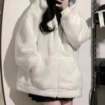 Женская мода, женский легкий пуловер с длинными рукавами и карманами, толстовка с капюшоном в стиле консервативного стиля XXL белый